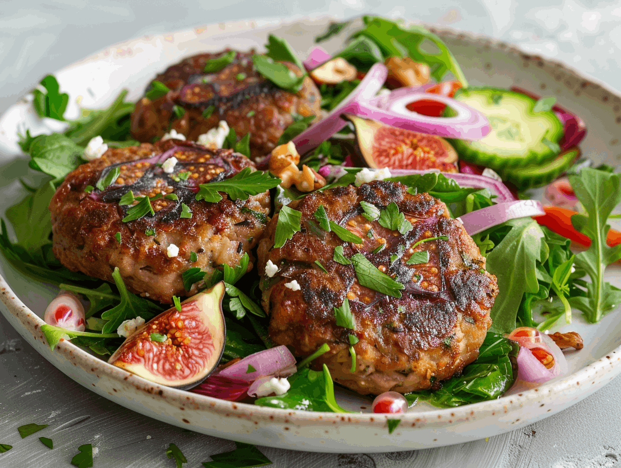 Feigen-Grünkern-Bratlinge mit gemischtem Salat