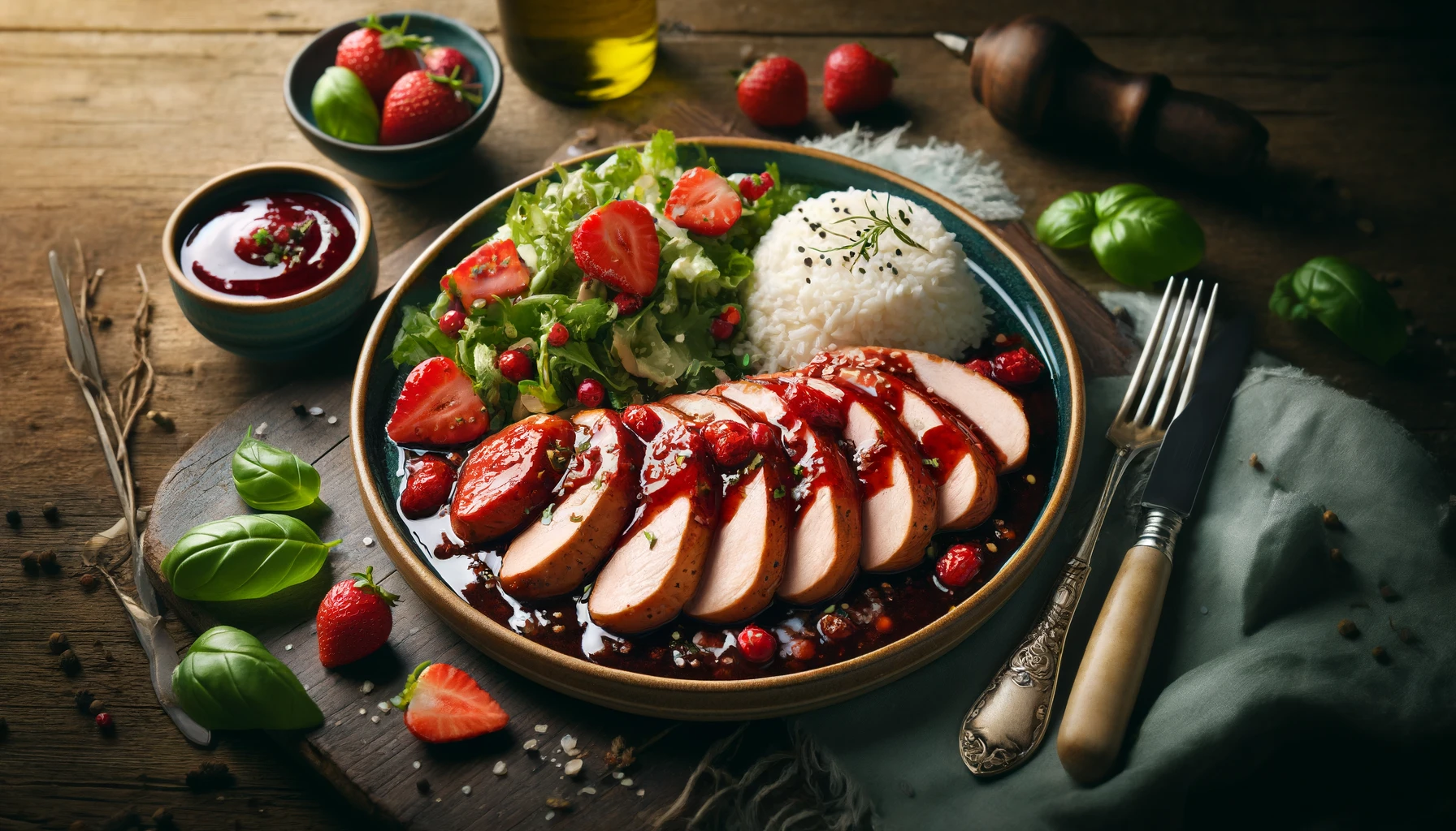 Putenbrust mit Erdbeer-Balsamico-Sosse