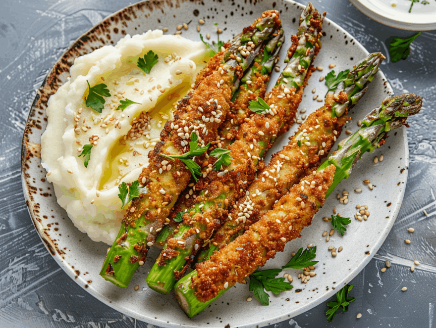 Spargel in Panko-Sesam-Kruste